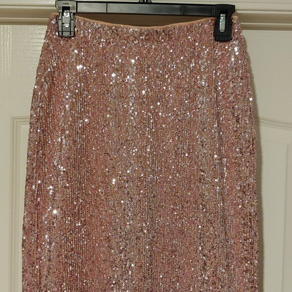 Vineyard Vines Party Barbie Glitter Glam Sequin Clubbing Pencil Skirt Rose XS - Picture 3 of 8